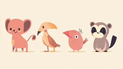 Naklejka premium Small Animal Role-Switching Illustration: A Whimsical Adventure