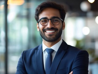 Fototapeta premium Professional Portrait of a Smiling Man in Business Attire