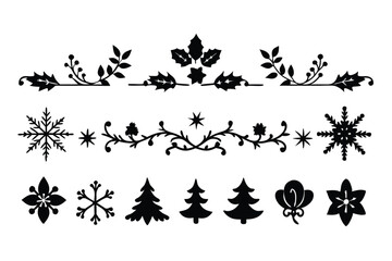 Elegant Floral Christmas Border Vector for Seasonal Designs.