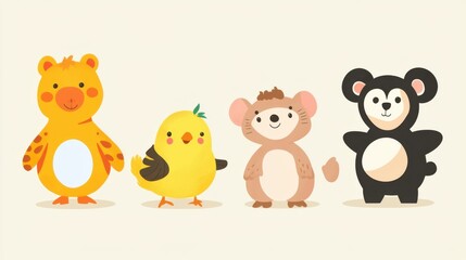 Naklejka premium Small Animal Role-Switching Illustration: A Whimsical Adventure