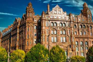 Ornate Brick Building with Trees