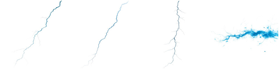 This artwork features three striking blue lightning bolts reaching out in different directions against a white background, highlighting energy and fluidity. Perfect for creative applications
