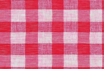 Seamless of Red and White Checkered Gingham Fabric Texture Background with Classic Country Rustic Style