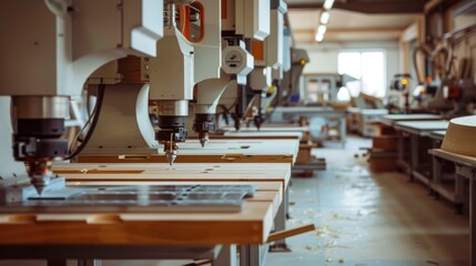 Industrial CNC Router Machine in a Woodworking Factory