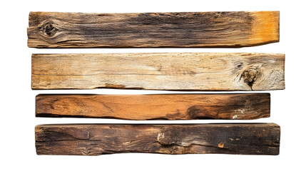 Obraz premium Rustic wooden planks, isolated on white background