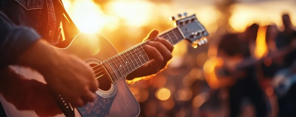 Obraz premium Outdoor concert, vibrant colors, joyful scenes, dynamic action, inviting