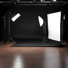 Elegant Studio Setup: Deep Black Contrast