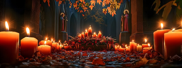 Sacred Remembrance: All Saints' Day, solemn occasion dedicated to commemoration, veneration of saints, day of prayer, reflection, celebration of virtuous life, spiritual legacy of holy men and women