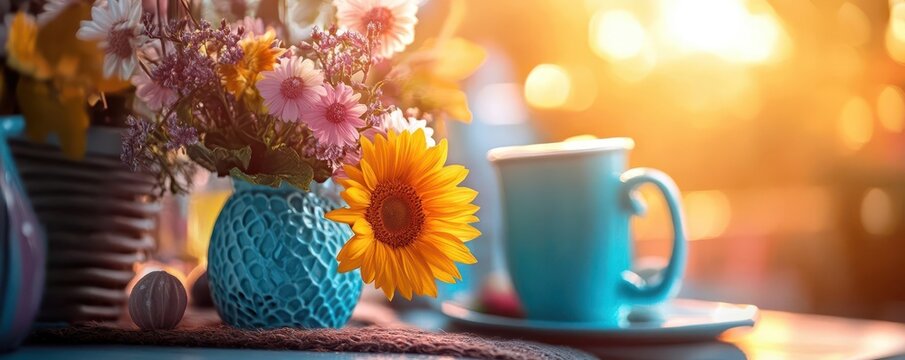 Summer dimension, vibrant colors, joyful scenes, cozy setting, inviting