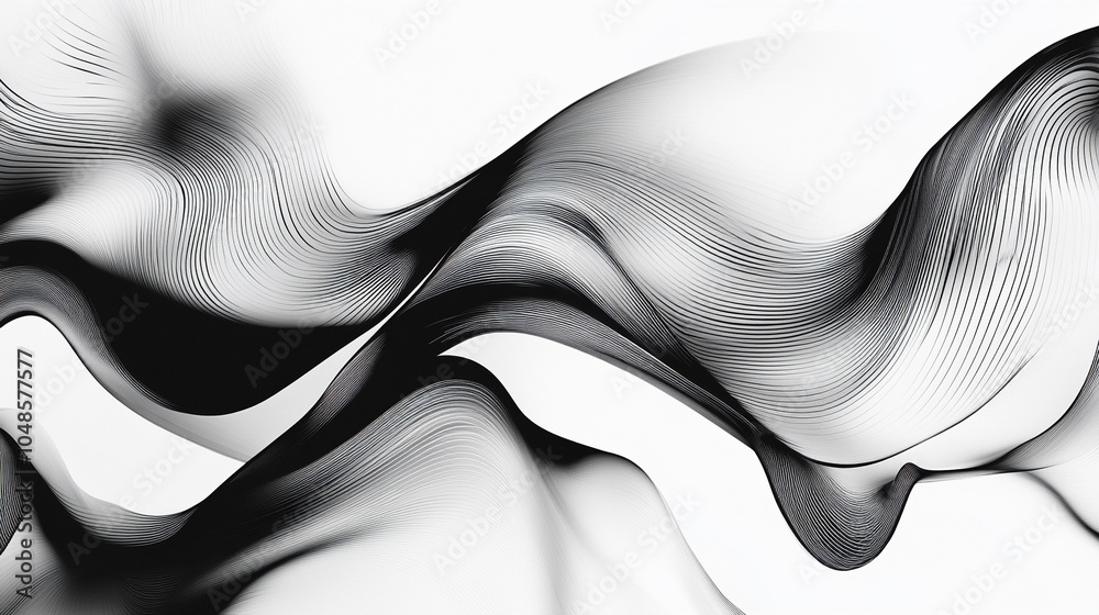 Poster abstract black wave flowing on white background. abstract black wave design isolated on white backgr
