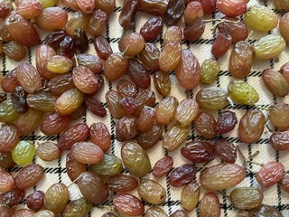 Raisin, dried fruits in a market, dried seed and tasty nature, Healthy snack, Pile of raisin,...