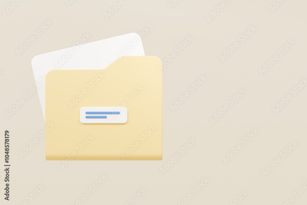 Aufkleber 3d folder file icon. minimal yellow office files folder data storage bank data office files fold ico