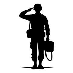 Army Force Soldier Military silhouette vector, salute position, design