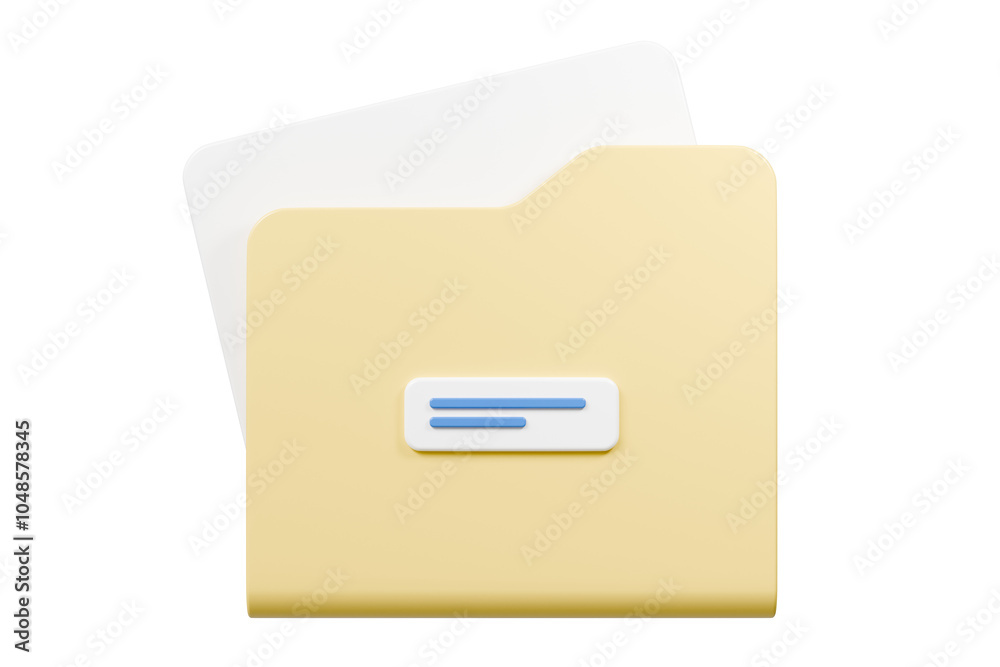 Aufkleber 3d folder file icon. minimal yellow office files folder data storage bank data office files fold ico