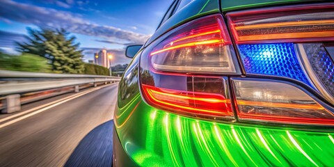 Obraz premium Close-Up Long Exposure of Rear Car Taillights in Automotive Design for Stunning Visuals
