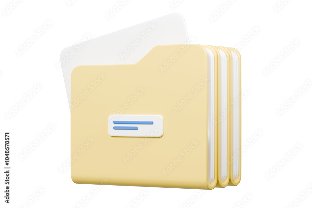 Aufkleber 3d folder file icon. minimal yellow office files folder data storage bank data office files fold ico