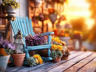 Fototapeta premium Summer range, vibrant colors, joyful scenes, cozy setting, inviting
