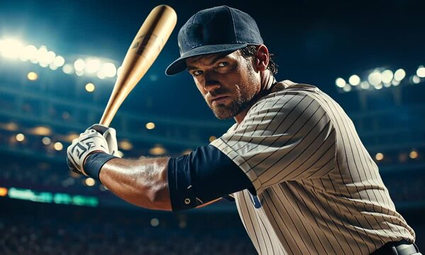 Baseball Batter Poised to Hit | Intense Focus and Powerful Stance at Home Plate
