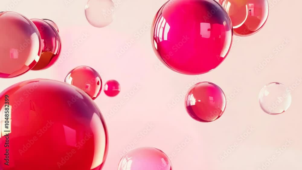 Aufkleber abstract image of floating translucent bubbles in shades of red and pink.