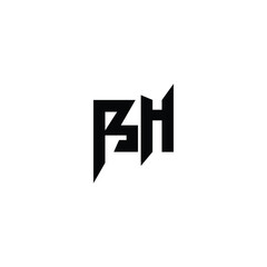 Obraz premium BH monogram logo design letter text name symbol monochrome logotype alphabet character simple logo