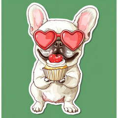 Fototapeta premium French Bulldog Sticker Expressing Love