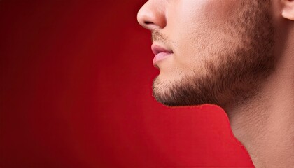 Naklejka premium Close up portrait of a man on a red background