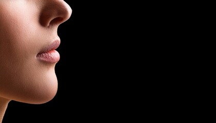 Close up portrait of a woman on a black background