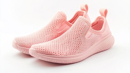Pink Mesh Sneakers with White Background