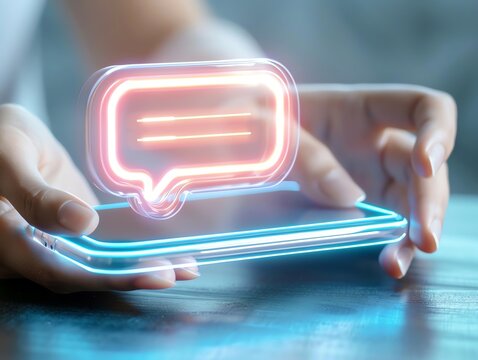 Subtle light tracing a message being typed in a friendly chat interface.
