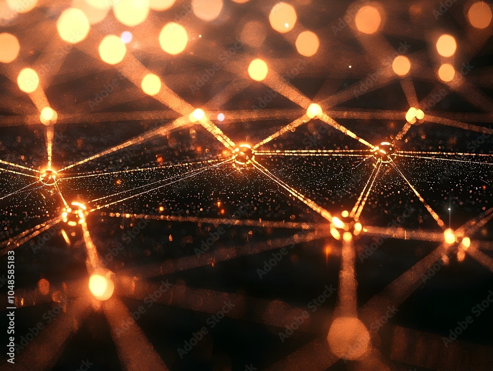 Poster glowing quantum network architecture symbolizing futuristic computing systems