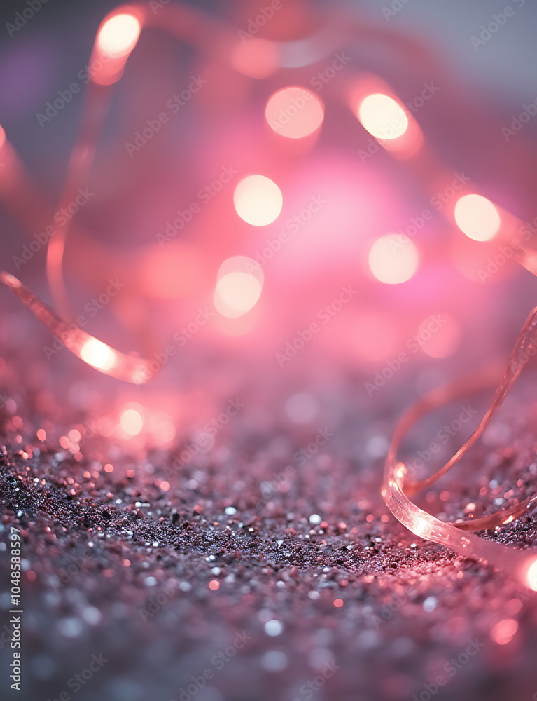 Poster silver and pink glitter lights create a vintage and visually interesting background with a slightly 