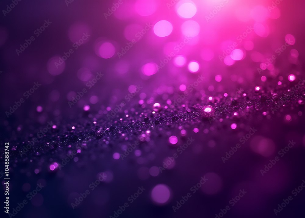 Poster shiny dark purple color background features a sparkly glitter effect with bright vibrant hues surrou