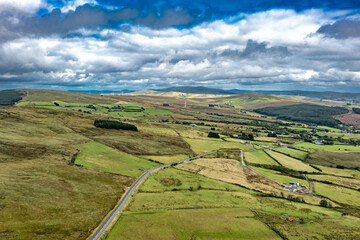 Aerial view of the Ligford Road close to the Strabane transmitting station in Northern Ireland