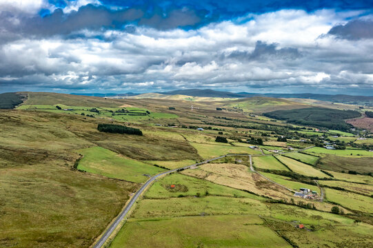 Aerial view of the Ligford Road close to the Strabane transmitting station in Northern Ireland