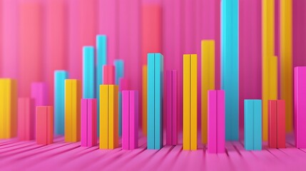 Obraz premium Vibrant Abstract Financial Graphs on Colorful Background