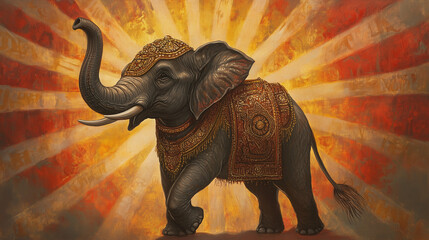 Fototapeta premium abstract elephant illustration with the sun