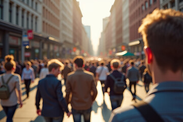 Fototapeta premium blurry photo of a crowd from behind on the street
