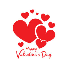 Valentine Hearts and Happy Valentine’s Day Text Vector