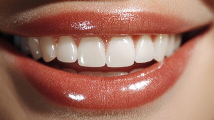 Close-Up of Smiling Lips with Glossy Finish