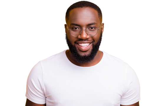 Close up photo of afro american man staring at camera while isolated with bright yellow background