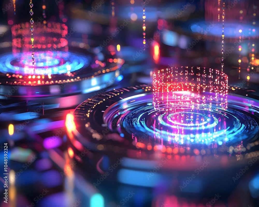 Poster quantum multiverse visualization parallel worlds processed in dynamic energy flow