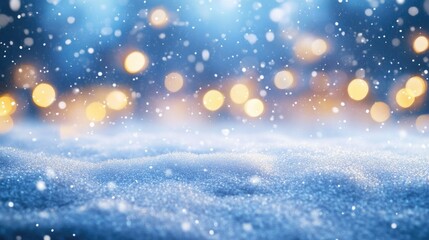 Snowfall with Soft Lights in Winter Wonderland