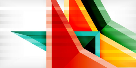 Arrows with 3d effect abstract background. Triangles on light grey backdrop