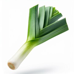 levitating leek, isolated on white background