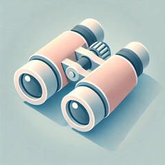 望遠鏡・双眼鏡のアイソメトリックイラスト画像Isometric illustration of telescope and binoculars