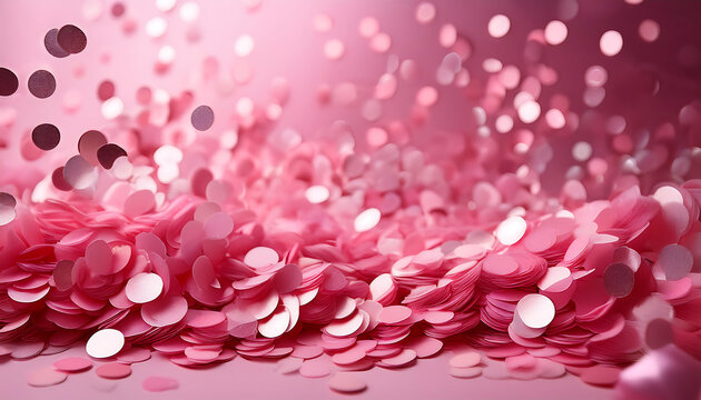 Pink festive confetti creates a bright background perfect for birthday celebrations and oth_1(474)