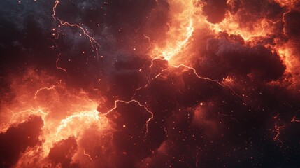 Collection of bright lightning bolts cracking through the sky, creating a dramatic and intense atmosphere.