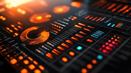 Obraz premium AI-powered workflow automation dashboard, futuristic interface, data analytics, glowing holograms, deep blue background