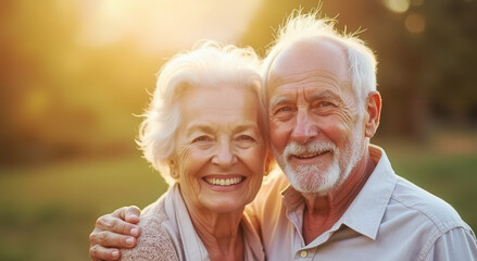 Happy older couple with copy space