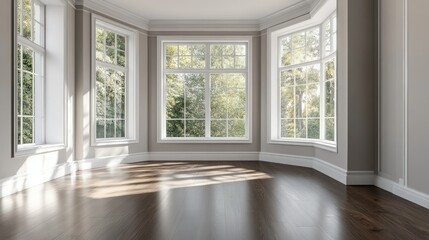 Fototapeta premium Bright and Airy Empty Room with Large Windows